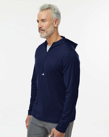Adidas A596 Lightweight Performance Quarter-Zip Hooded Pullover #colormdl_Collegiate Navy