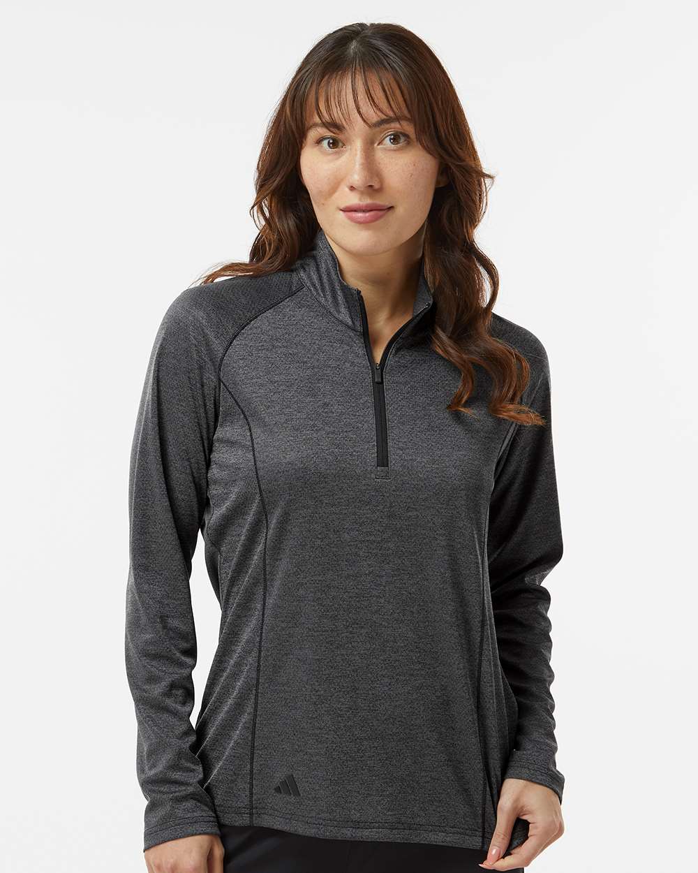 Adidas A594 Women's Space Dyed Quarter-Zip Pullover #colormdl_Black Melange