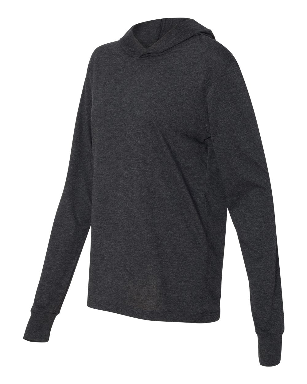 BELLA + CANVAS Jersey Hooded Long Sleeve Tee 3512 #color_Charcoal Black Triblend