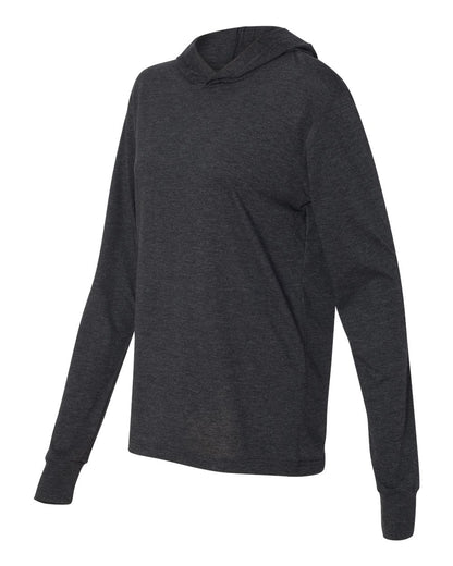 BELLA + CANVAS Jersey Hooded Long Sleeve Tee 3512 #color_Charcoal Black Triblend