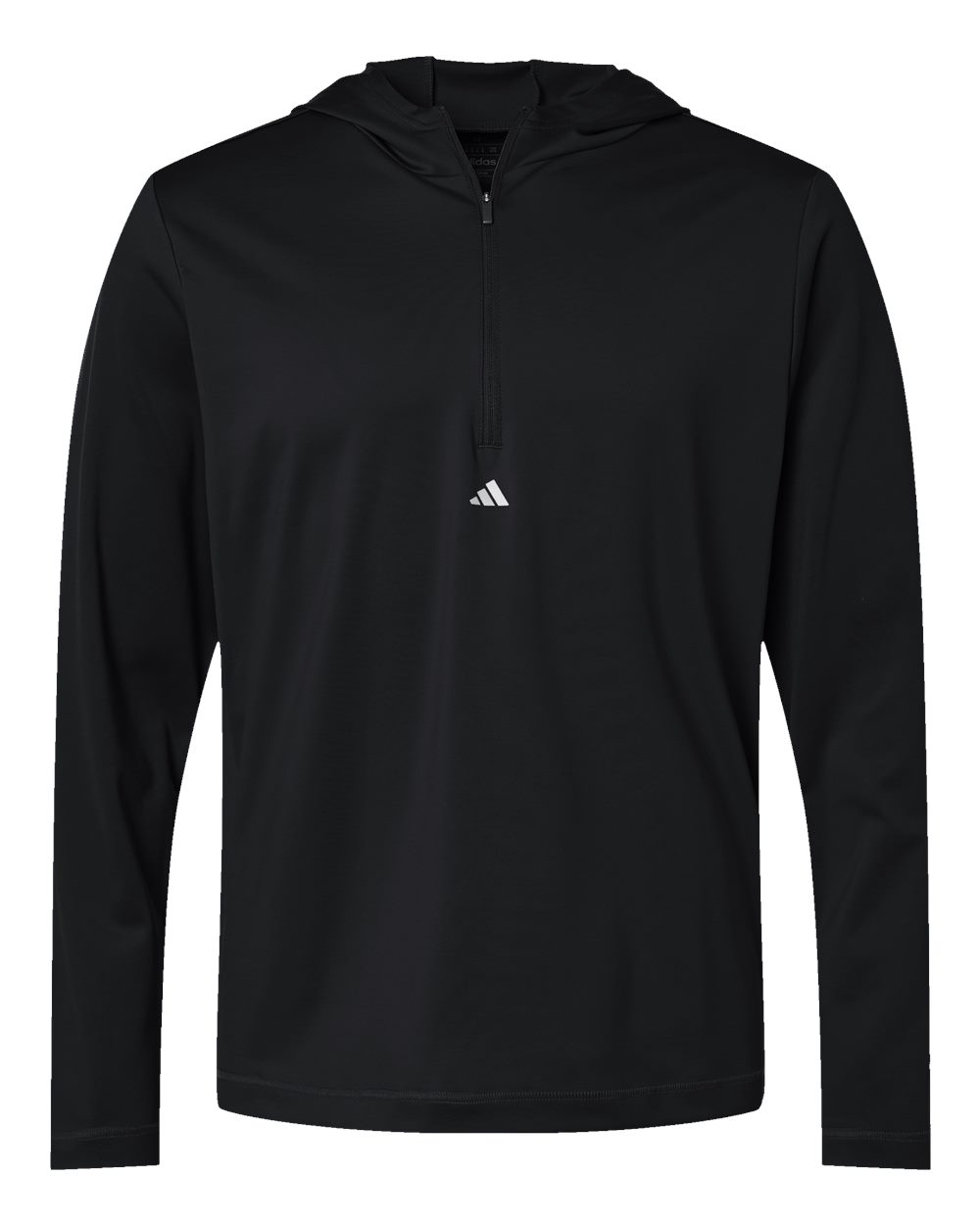 Adidas A596 Lightweight Performance Quarter-Zip Hooded Pullover #color_Black