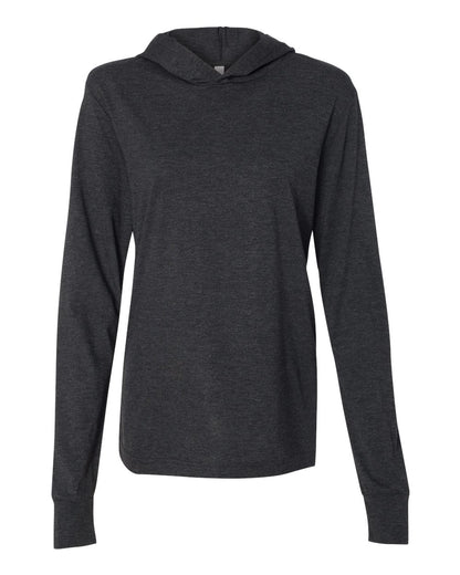 BELLA + CANVAS Jersey Hooded Long Sleeve Tee 3512 #color_Charcoal Black Triblend