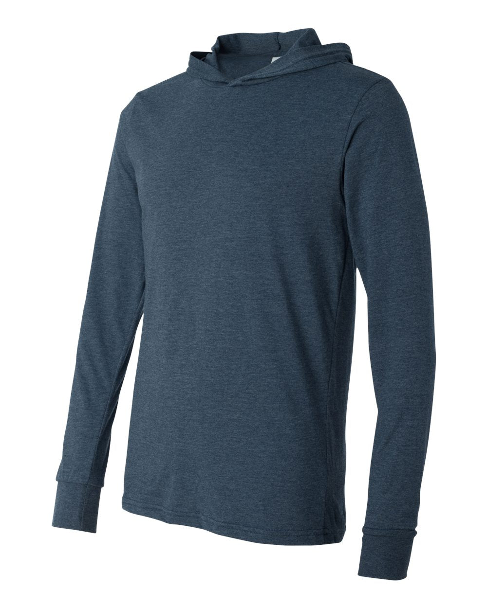 BELLA + CANVAS Jersey Hooded Long Sleeve Tee 3512 #color_Heather Navy