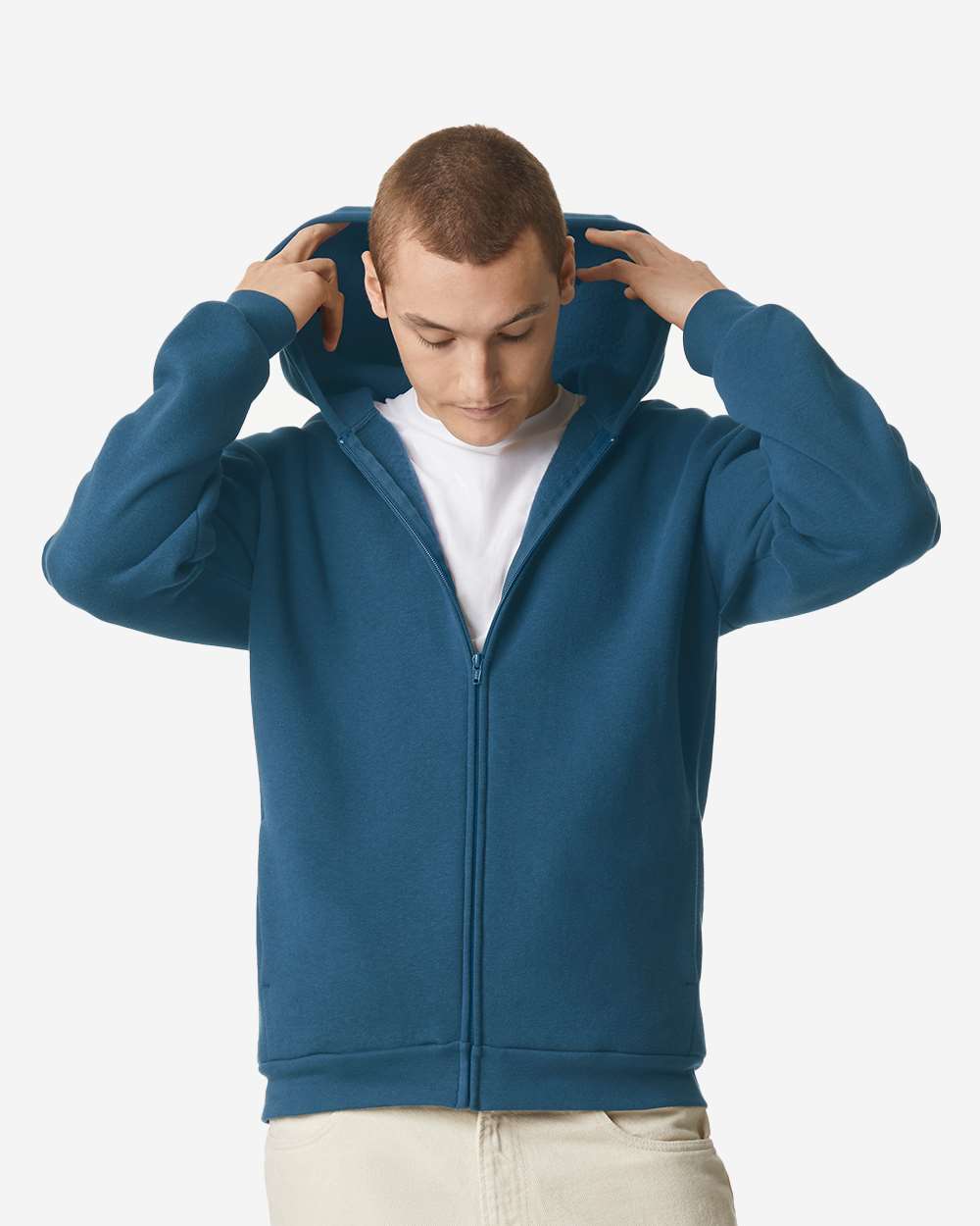 American Apparel ReFlex Fleece Full-Zip Hoodie RF497 #colormdl_Sea Blue