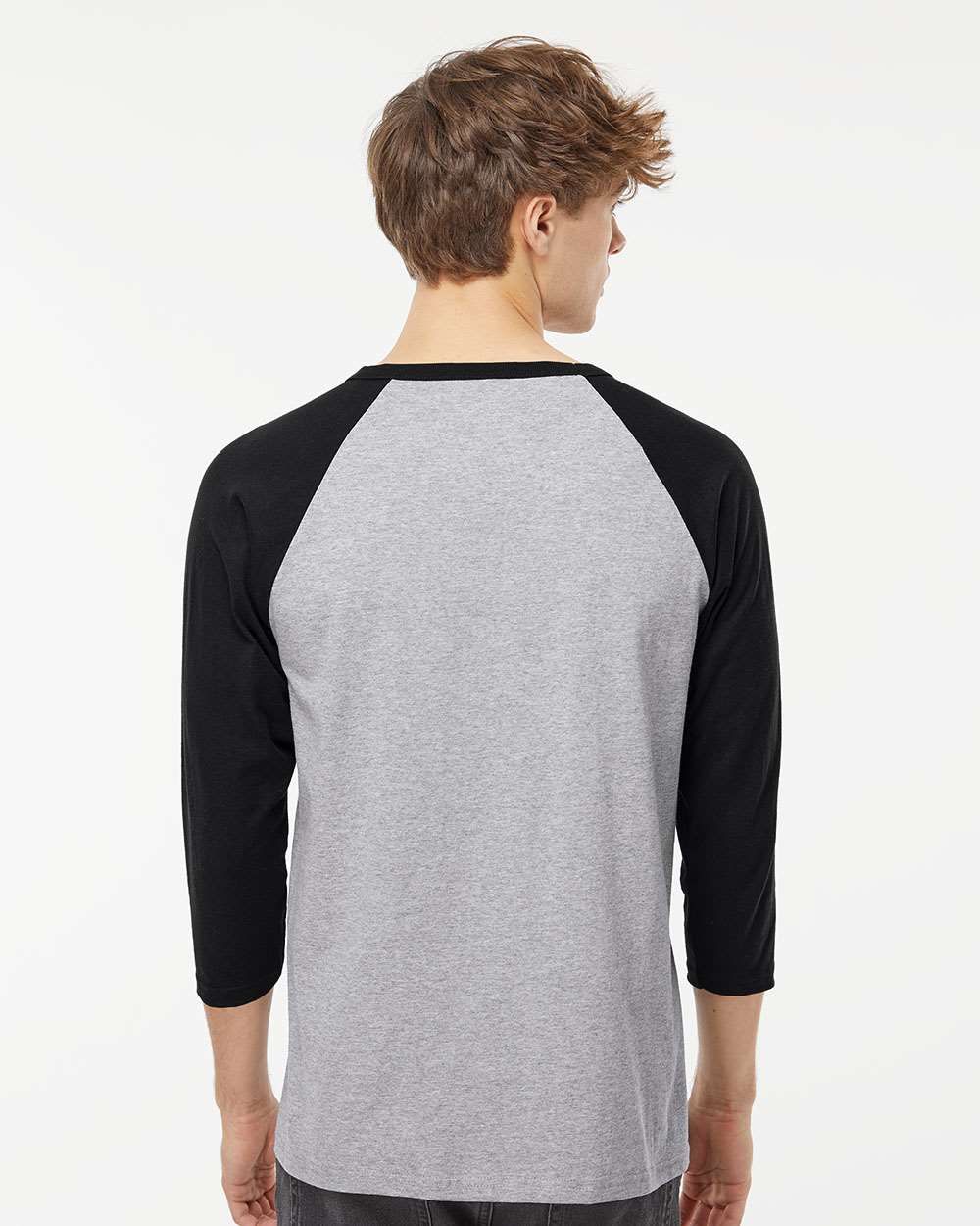 M&O Raglan Three-Quarter Sleeve Baseball T-Shirt 5540 #colormdl_Sport Grey/ Black