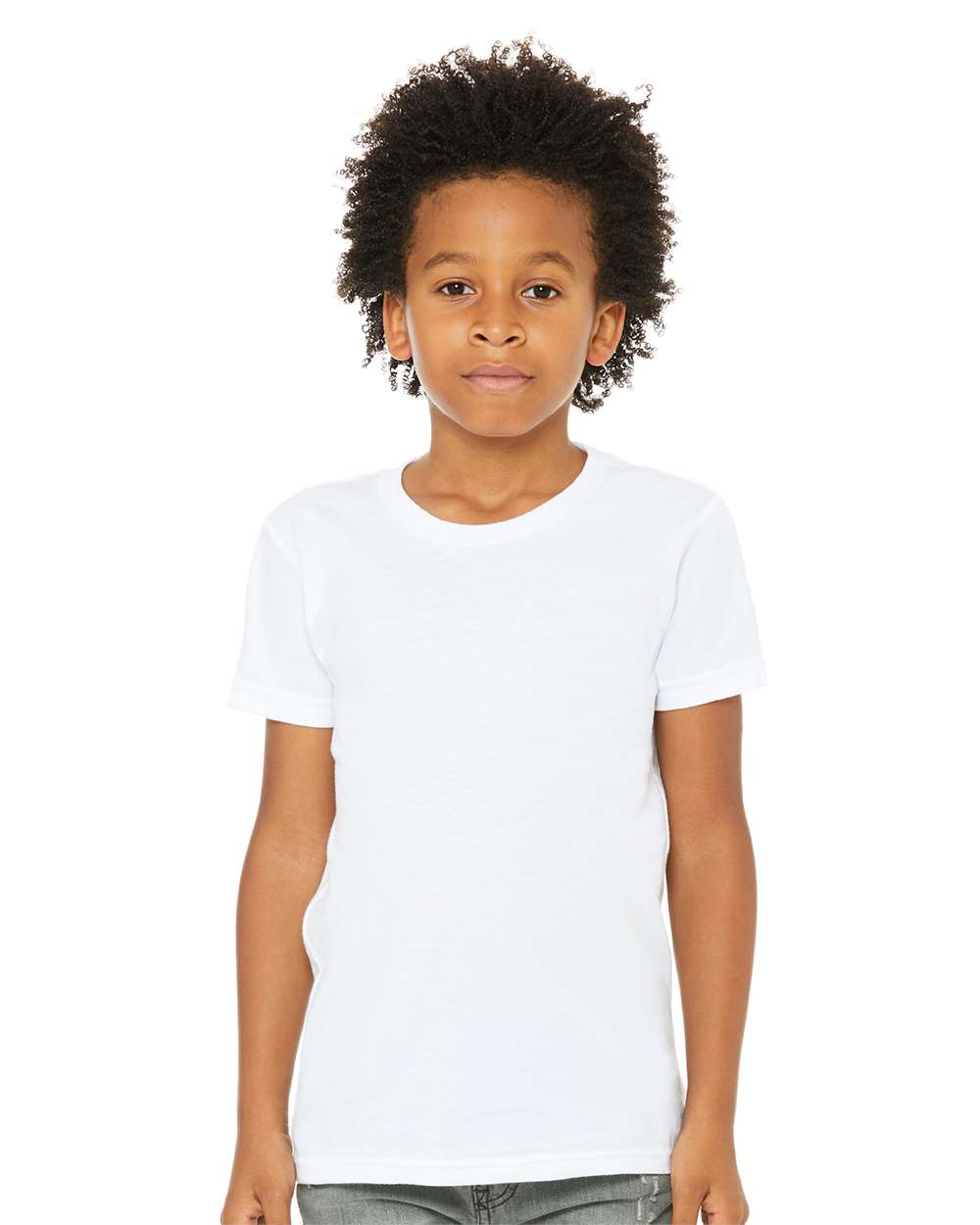 BELLA + CANVAS Youth CVC Unisex Jersey Tee 3001YCVC #colormdl_Solid White Blend