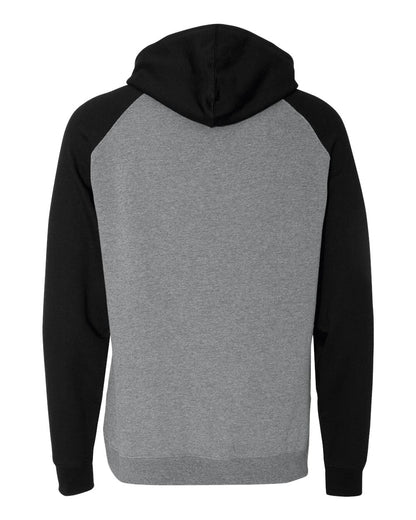 Independent Trading Co. Raglan Hooded Sweatshirt IND40RP #color_Gunmetal Heather/ Black