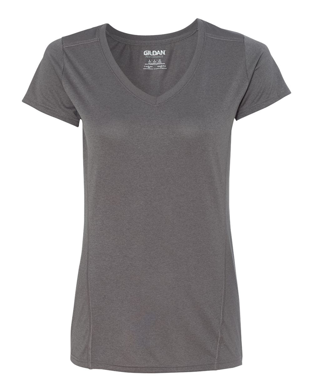 Gildan Performance® Tech Women's V-Neck T-Shirt 47V00L #color_Marbled Charcoal