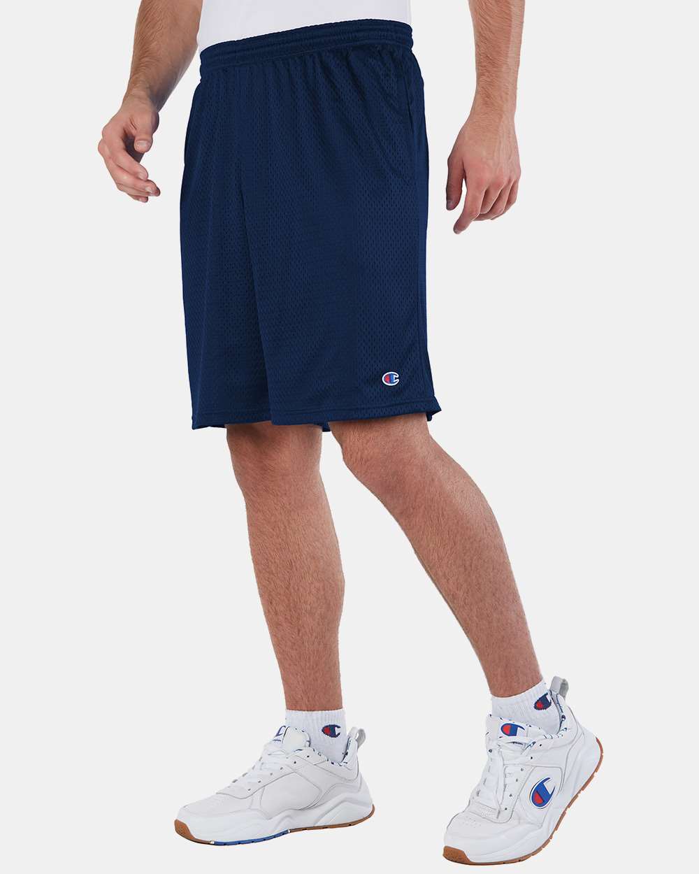 Champion Polyester Mesh 9" Shorts with Pockets S162 #colormdl_Navy