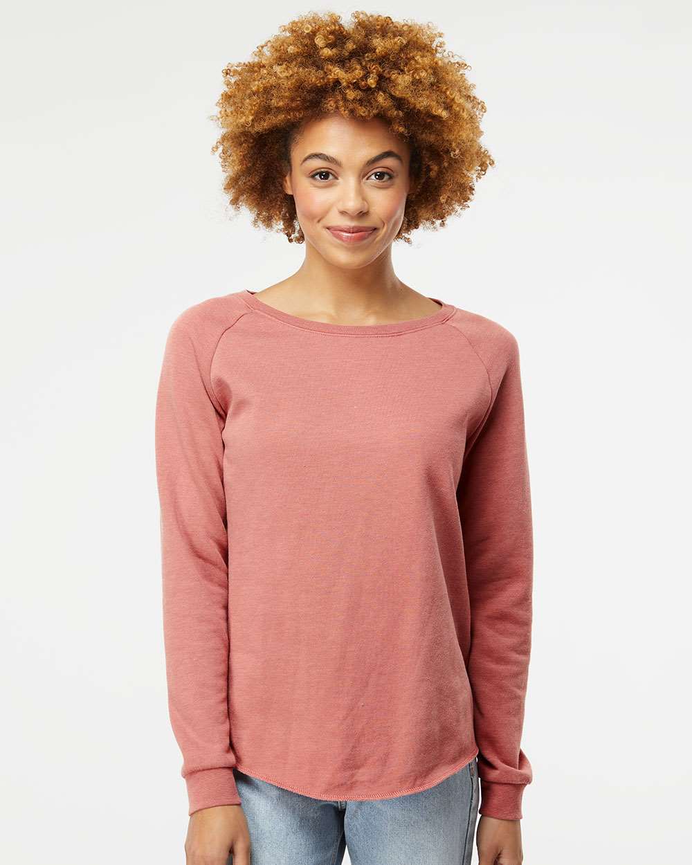 Independent Trading Co. Women's California Wave Wash Crewneck Sweatshirt PRM2000 #colormdl_Dusty Rose