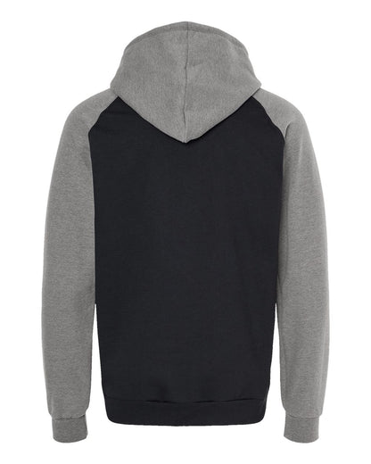 King Fashion Fleece Raglan Hooded Sweatshirt KF4042 #color_Black/ Grey Heather