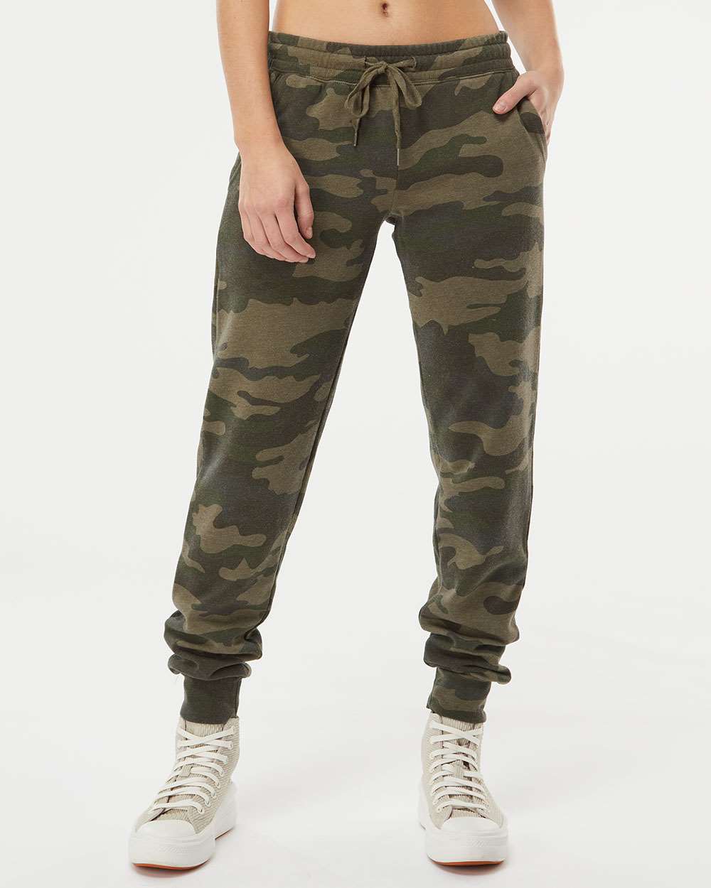 Independent Trading Co. Women's California Wave Wash Sweatpants PRM20PNT #colormdl_Forest Camo Heather