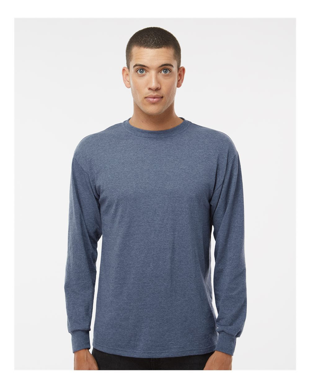 M&O Gold Soft Touch Long Sleeve T-Shirt 4820 #colormdl_Heather Navy