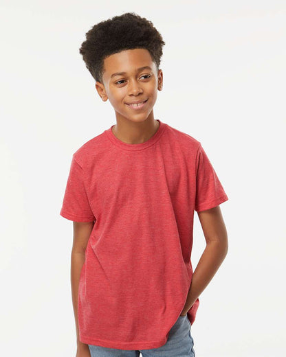 M&O Youth Deluxe Blend T-Shirt 3544 #colormdl_Heather Red