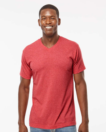 M&O Deluxe Blend V-Neck T-Shirt 3543 #colormdl_Heather Red