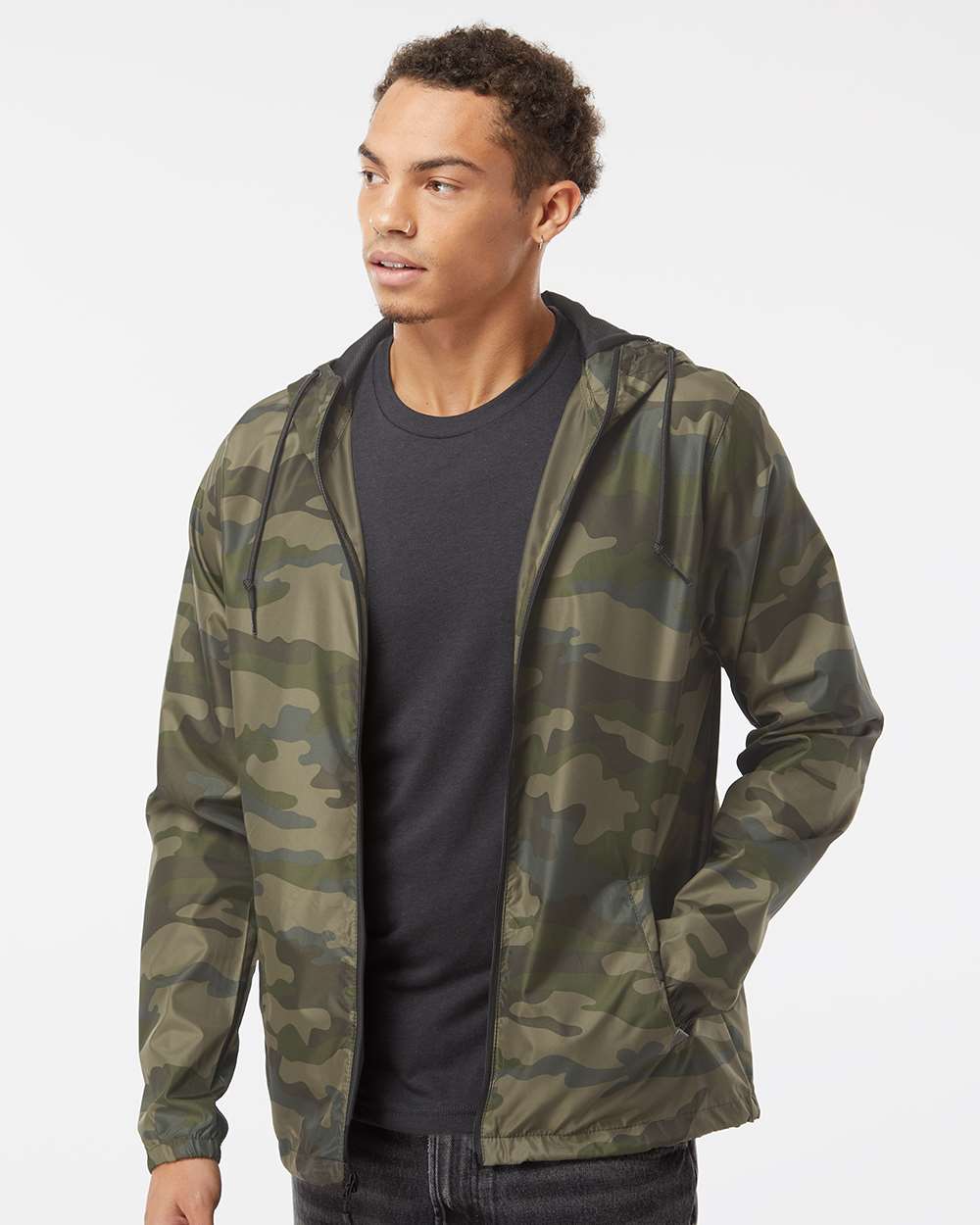 Independent Trading Co. Unisex Lightweight Windbreaker Full-Zip Jacket EXP54LWZ #colormdl_Forest Camo