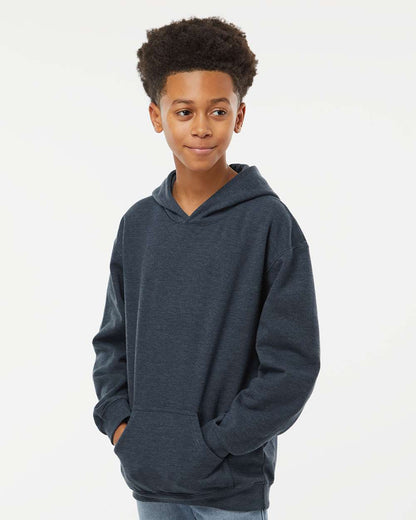 M&O Youth Fleece Pullover Hoodie 3322 #colormdl_Heather Navy