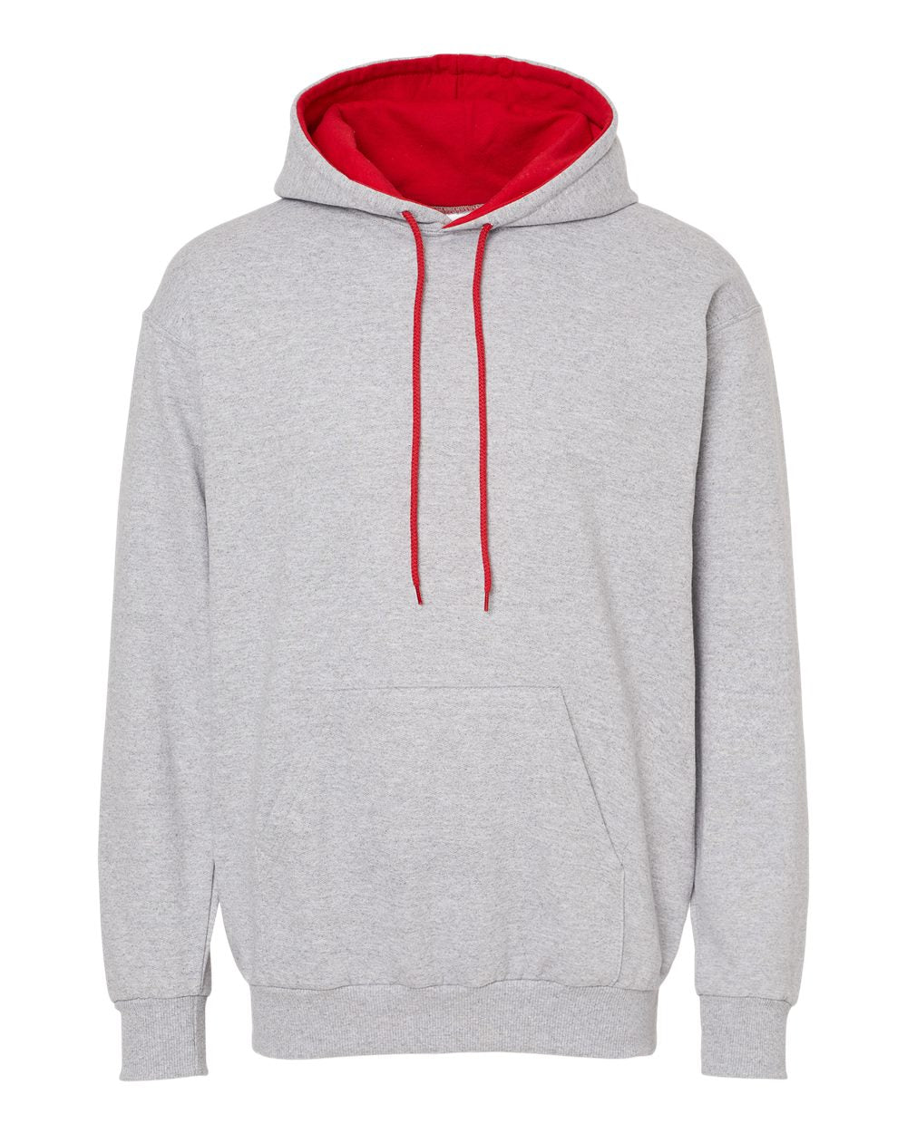 King Fashion Two-Tone Hooded Sweatshirt KF9041 #color_Sport Grey/ Red