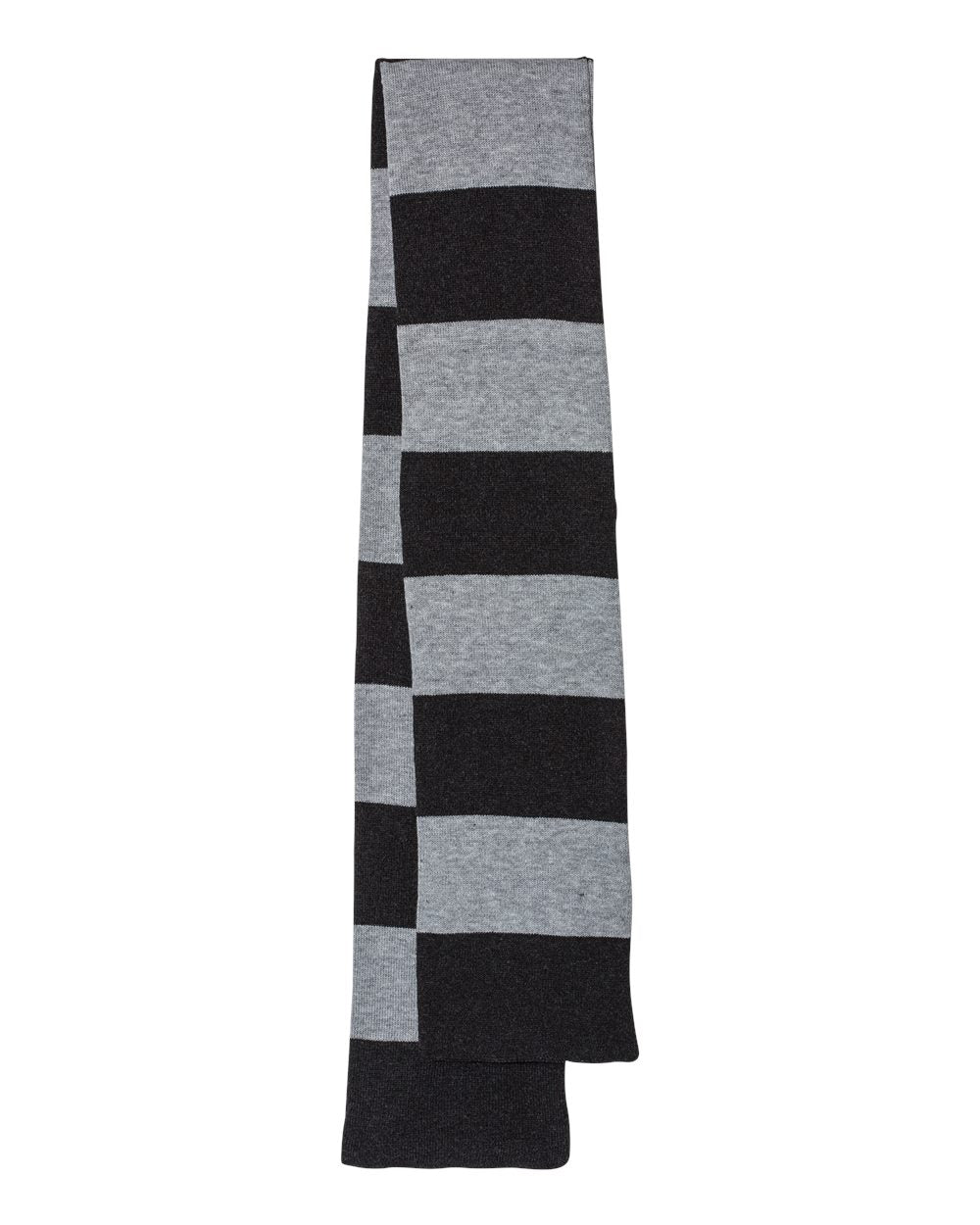 Sportsman Rugby-Striped Knit Scarf SP02 #color_Heather Black/ Heather Grey
