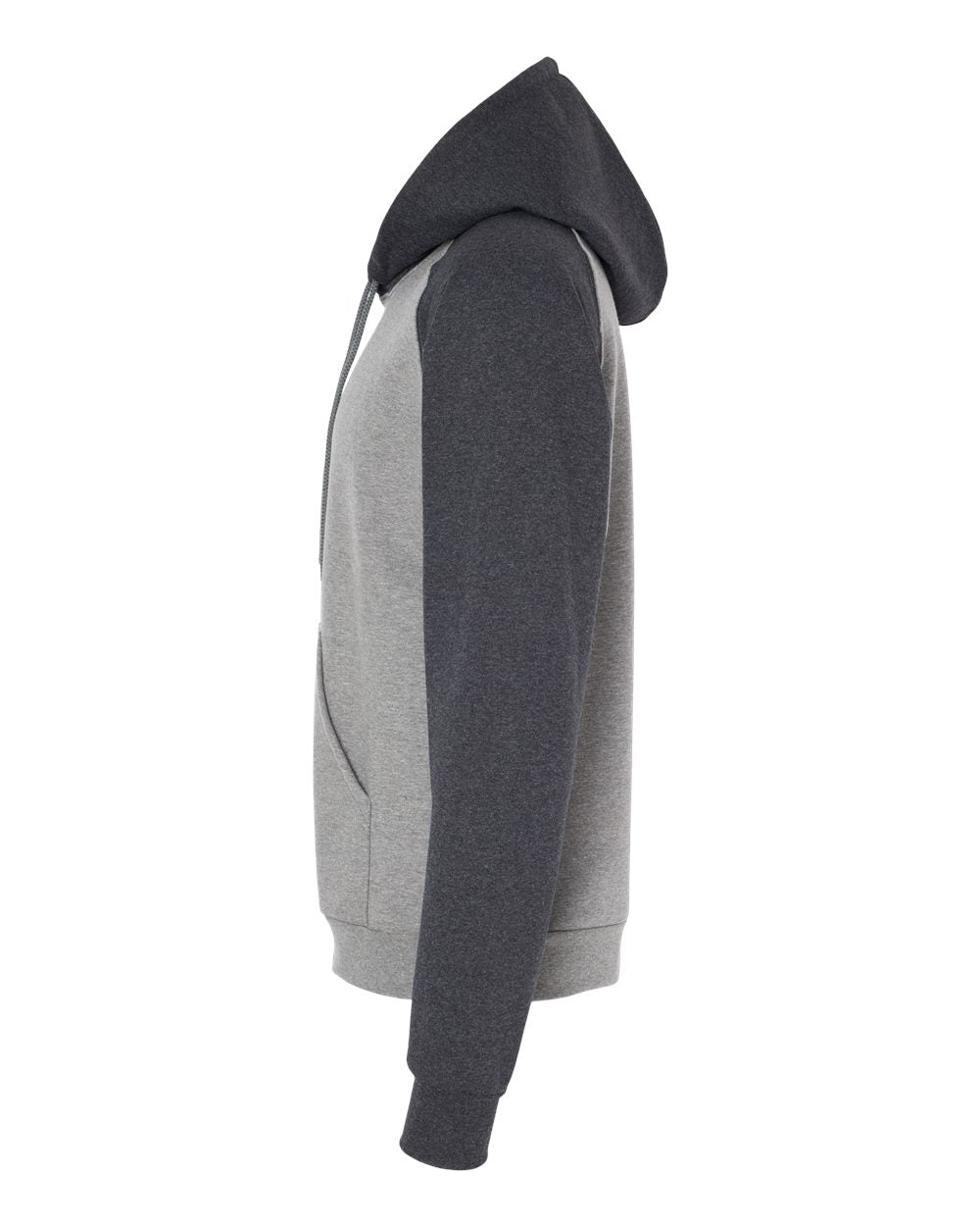 King Fashion Fleece Raglan Hooded Sweatshirt KF4042 #color_Grey Heather/ Dark Charcoal