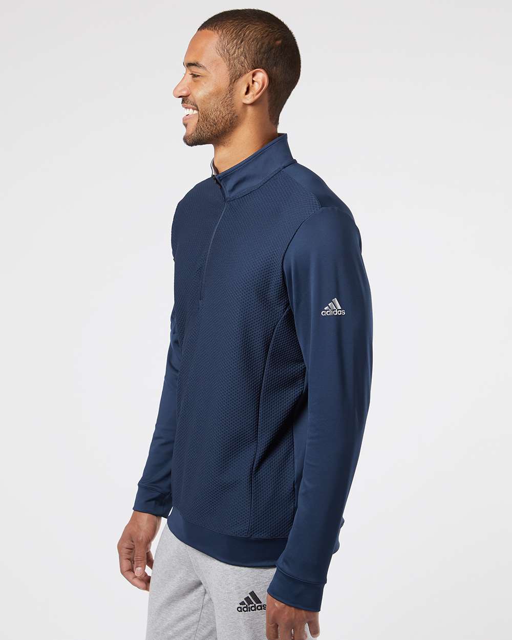 Adidas  A295 Performance Textured Quarter-Zip Pullover #colormdl_Collegiate Navy