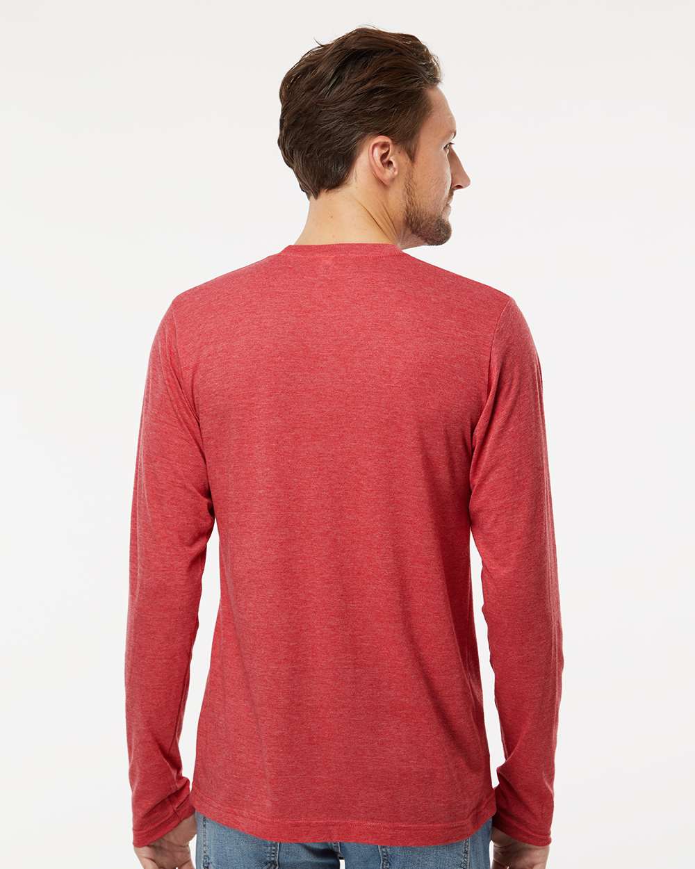 M&O Poly-Blend Long Sleeve T-Shirt 3520 #colormdl_Heather Red