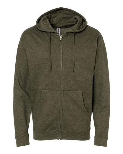 Independent Trading Co. Midweight Full-Zip Hooded Sweatshirt SS4500Z #color_Army Heather