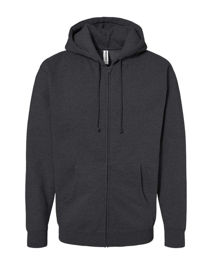 Independent Trading Co. Heavyweight Full-Zip Hooded Sweatshirt IND4000Z #color_Charcoal Heather