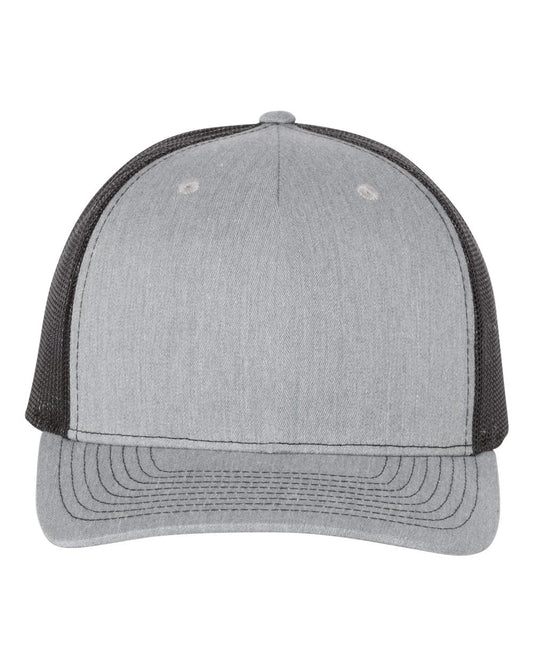 Heather Grey and Black Color Five-Panel Trucker Cap Back View