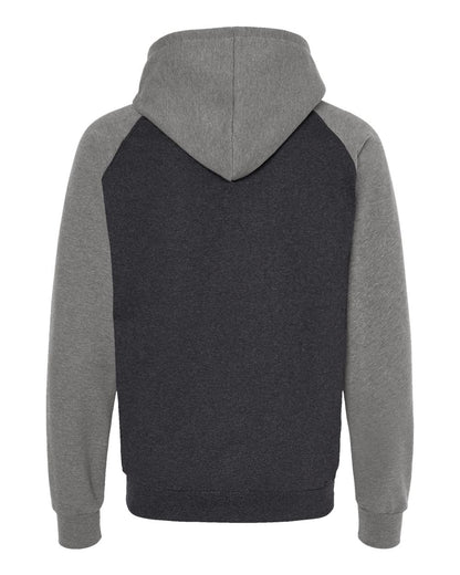 King Fashion Fleece Raglan Hooded Sweatshirt KF4042 #color_Dark Charcoal/ Grey Heather