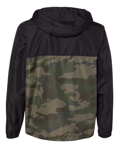 Independent Trading Co. Unisex Lightweight Windbreaker Full-Zip Jacket EXP54LWZ #color_Black/ Forest Camo