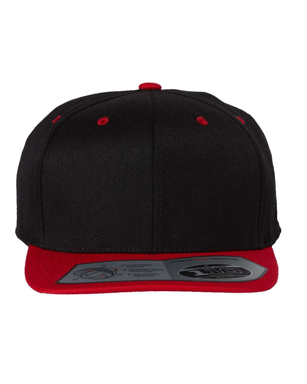 Flexfit 110® Flat Bill Snapback Cap 110F #color_Black/ Red