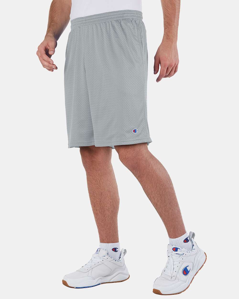 Champion Polyester Mesh 9" Shorts with Pockets S162 #colormdl_Athletic Grey