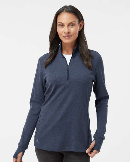 Adidas A555 Women's 3-Stripes Quarter-Zip Sweater #colormdl_Collegiate Navy Melange