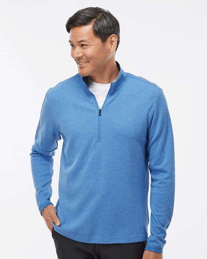 Adidas A554 3-Stripes Quarter-Zip Sweater #colormdl_Focus Blue Melange