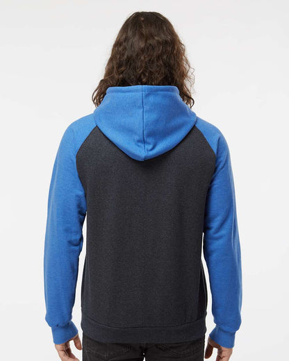 King Fashion Fleece Raglan Hooded Sweatshirt KF4042 #colormdl_Dark Charcoal/ Heather Royal