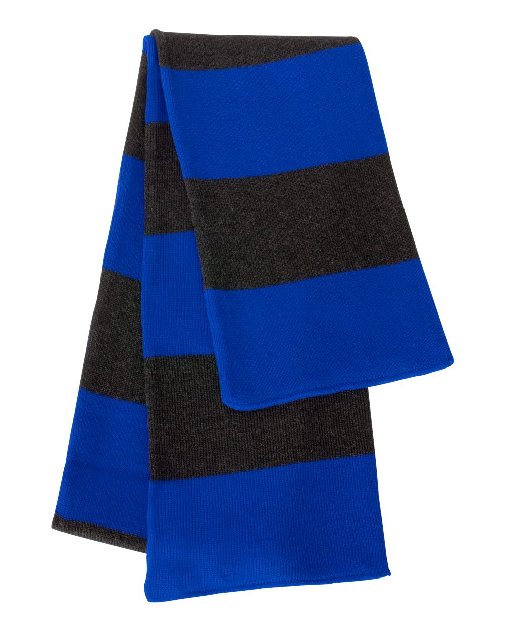 Sportsman Rugby-Striped Knit Scarf SP02 #color_Royal/ Charcoal