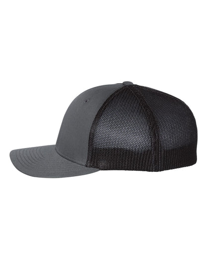 Richardson Fitted Trucker with R-Flex Cap 110 #color_Charcoal/ Black