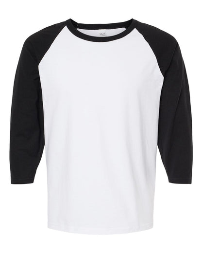 M&O Raglan Three-Quarter Sleeve Baseball T-Shirt 5540 #color_White/ Black