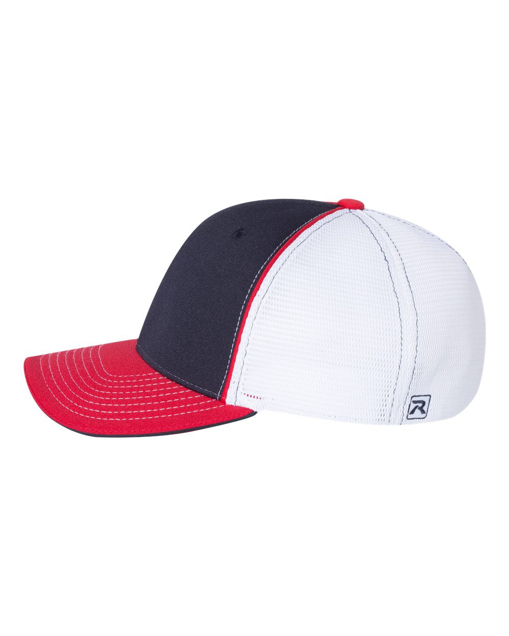 Richardson Fitted Pulse Sportmesh with R-Flex Cap 172 #color_Navy/ White/ Red Tri