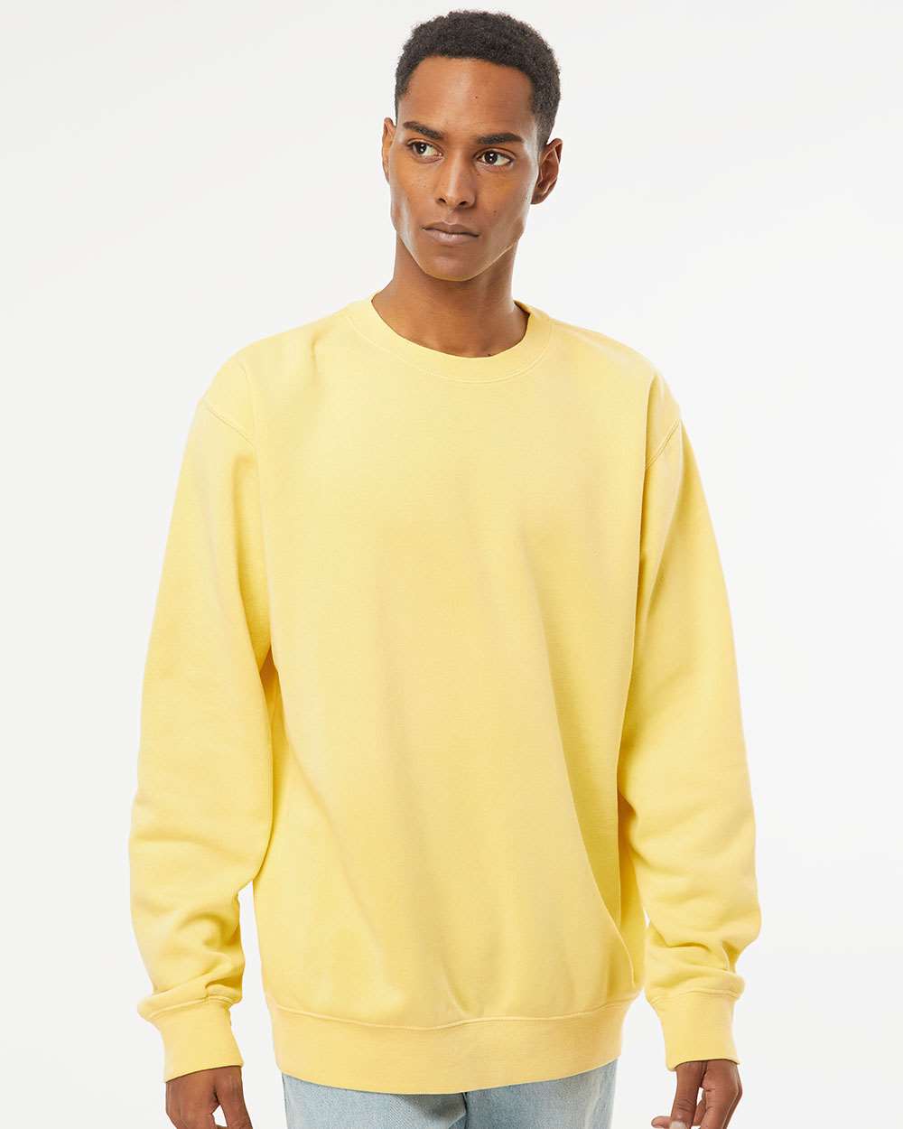 Independent Trading Co. Unisex Midweight Pigment-Dyed Crewneck Sweatshirt PRM3500 #colormdl_Pigment Yellow