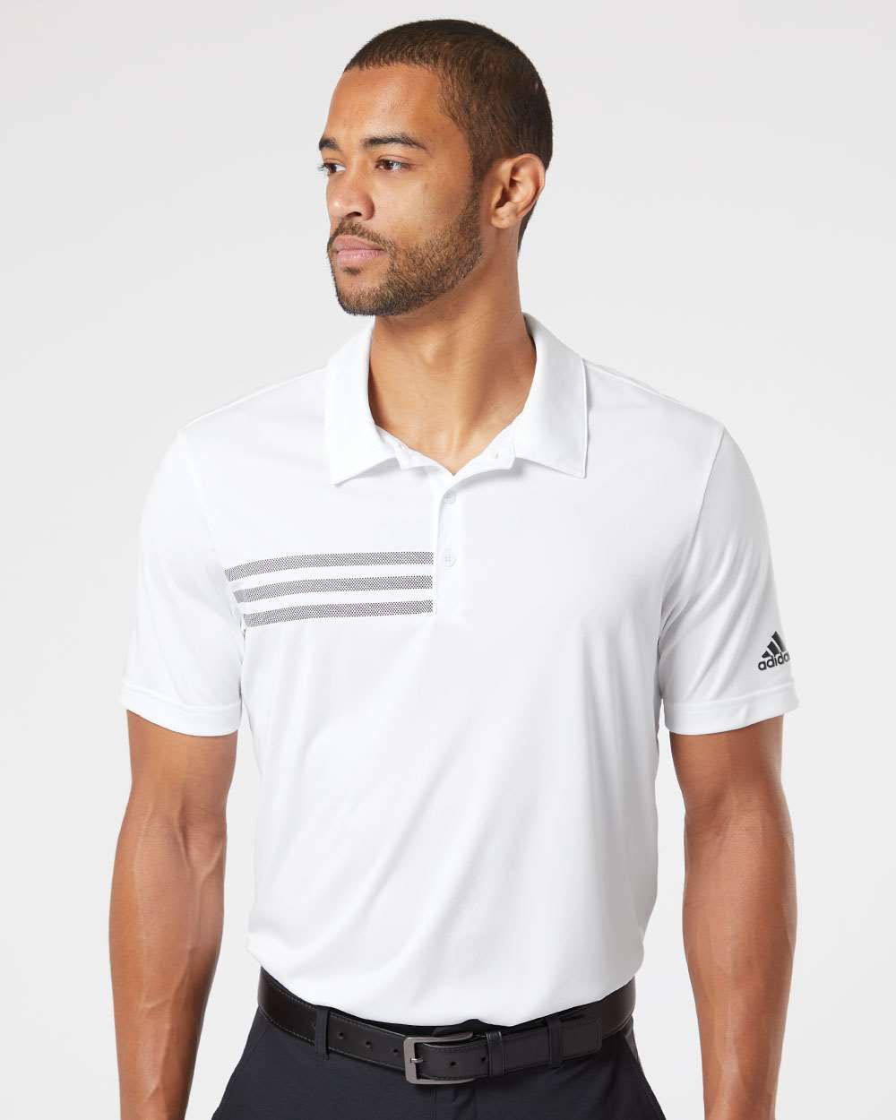Adidas  A324 3-Stripes Chest Polo Men's T-Shirt #colormdl_White/ Black