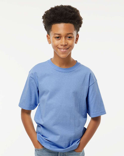M&O Youth Deluxe Blend T-Shirt 3544 #colormdl_Heather Blue