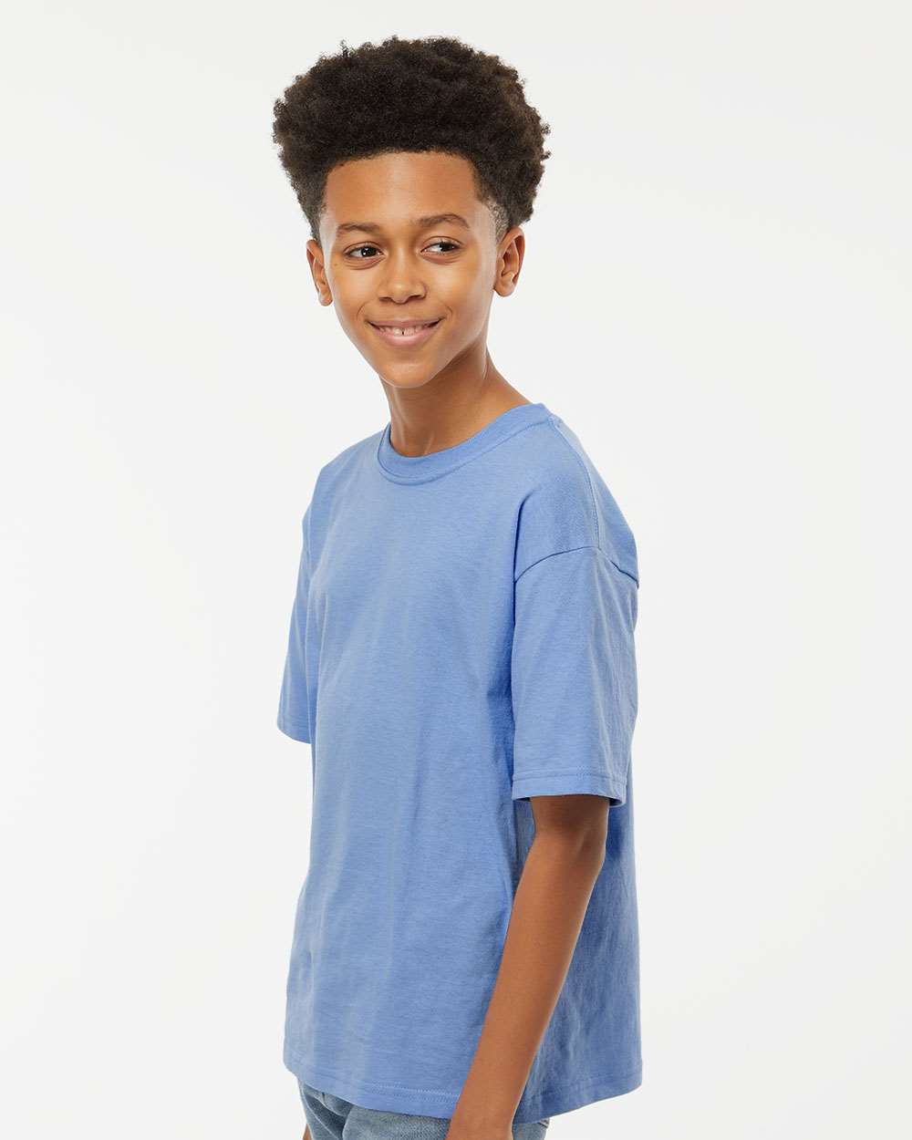 M&O Youth Deluxe Blend T-Shirt 3544 #colormdl_Heather Blue