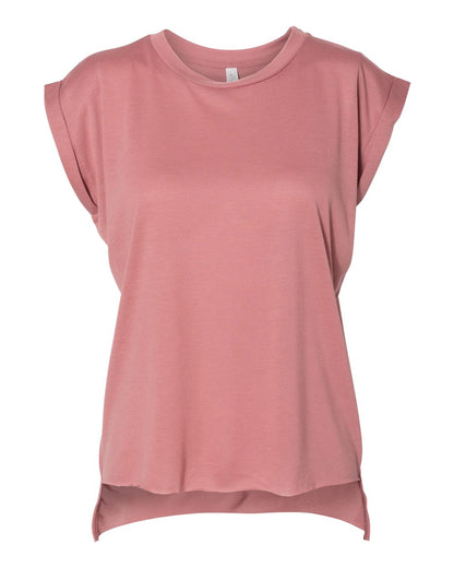 BELLA + CANVAS Women’s Flowy Rolled Cuffs Muscle Tee 8804 #color_Mauve
