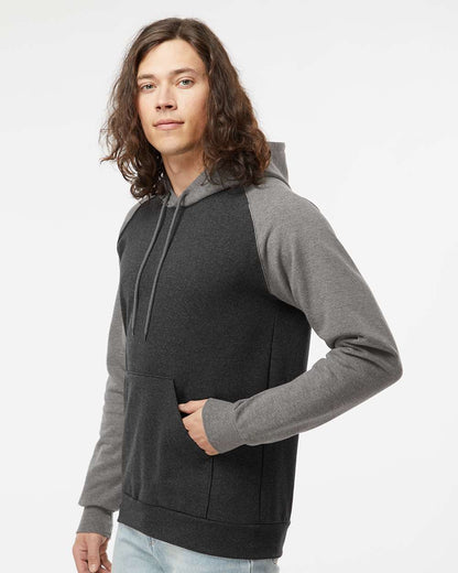 King Fashion Fleece Raglan Hooded Sweatshirt KF4042 #colormdl_Dark Charcoal/ Grey Heather