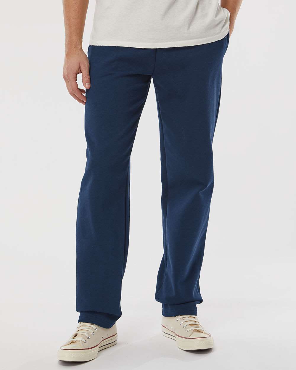 King Fashion Pocketed Open Bottom Sweatpants KF9022 #colormdl_Navy