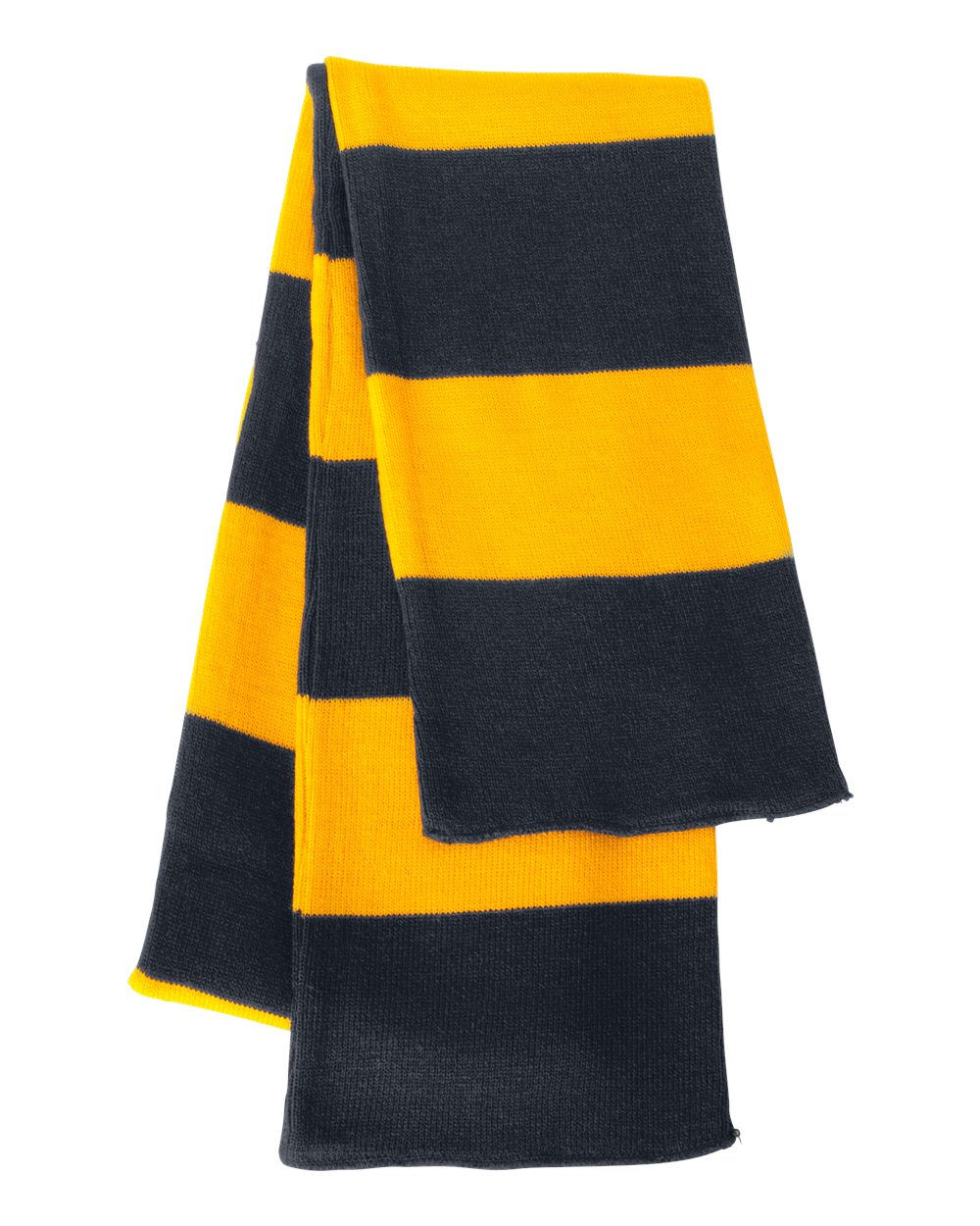 Sportsman Rugby-Striped Knit Scarf SP02 #color_Navy/ Gold