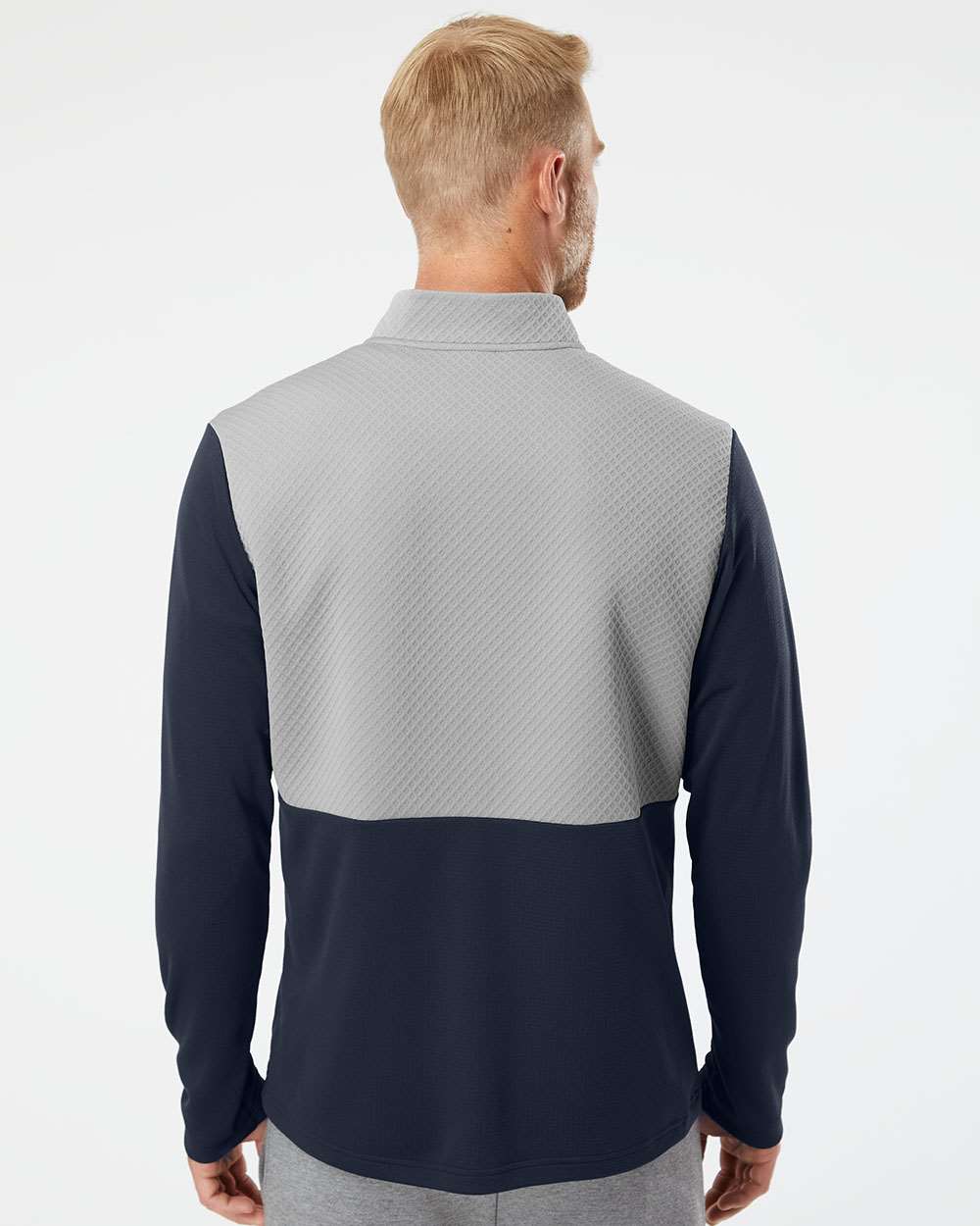 Adidas  A532 Textured Mixed Media Quarter-Zip Pullover #colormdl_Collegiate Navy/ Grey Three