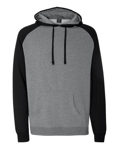 Independent Trading Co. Raglan Hooded Sweatshirt IND40RP #color_Gunmetal Heather/ Black